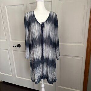 209 Brand Women's XL Blue and White Long Sleeve Cardigan Duster - Career, Casual